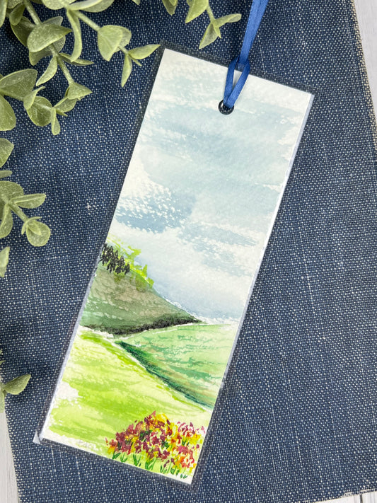 Bookmark "Hillsides" - Hand Painted Watercolor