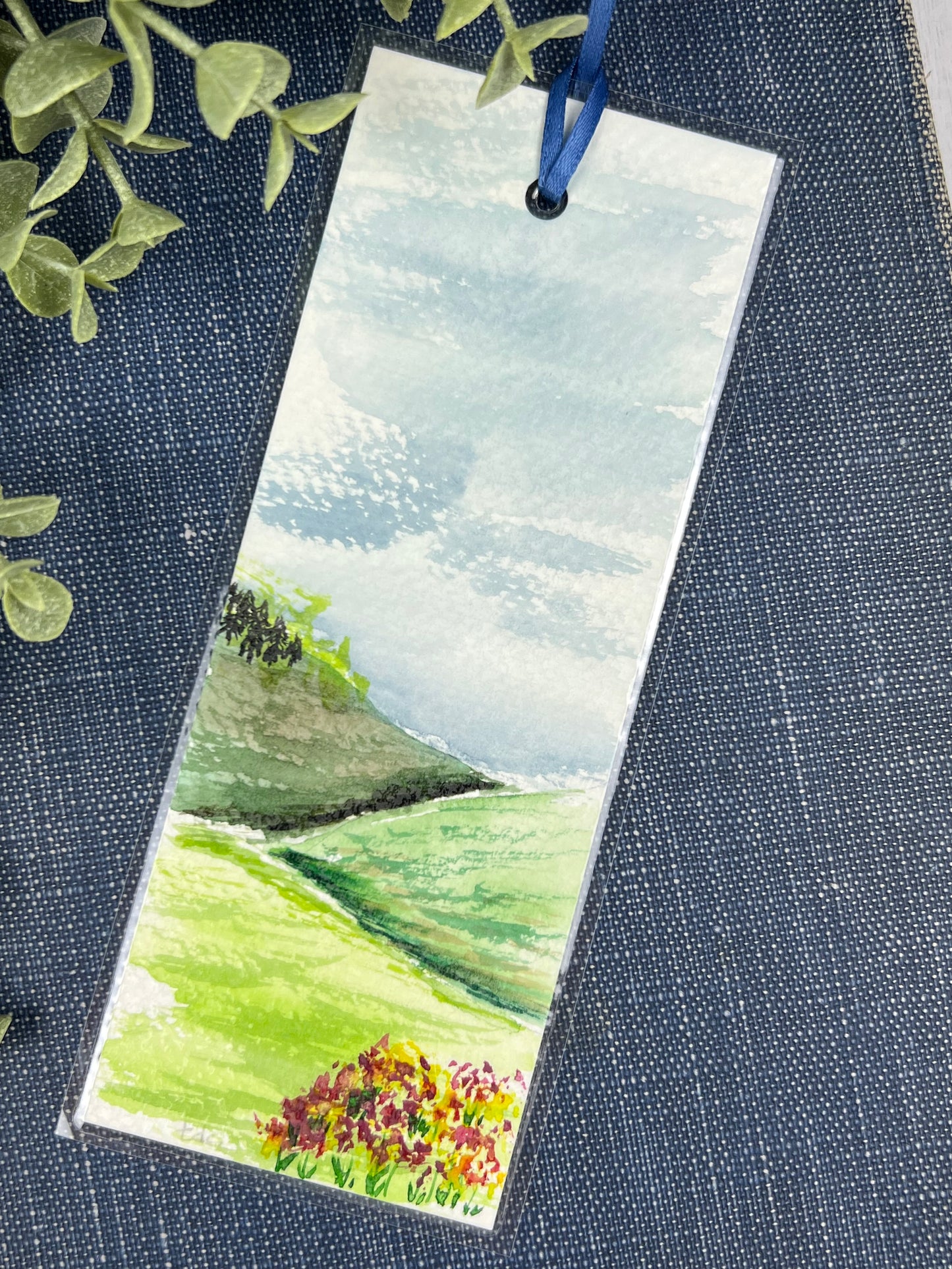 Bookmark "Hillsides" - Hand Painted Watercolor