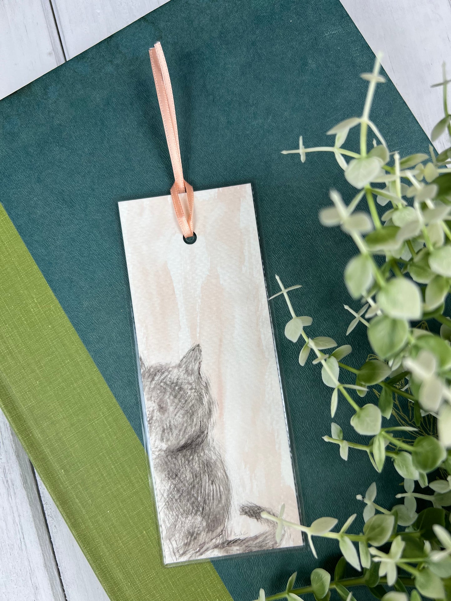 Bookmark "Grey Cat" - Hand Painted Watercolor