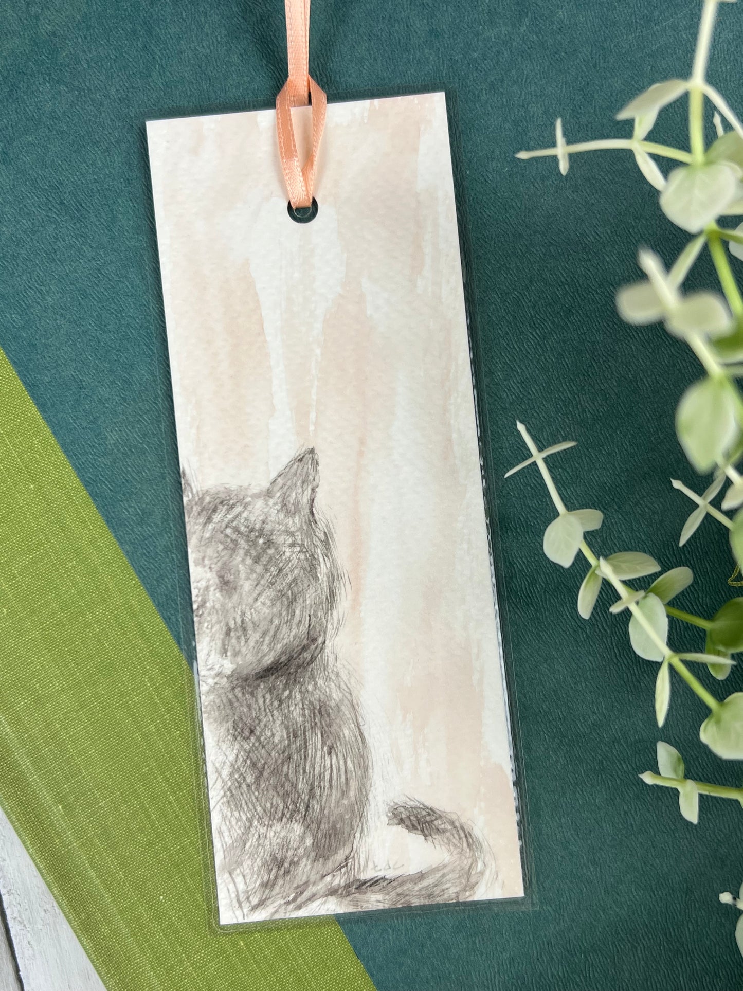 Bookmark "Grey Cat" - Hand Painted Watercolor
