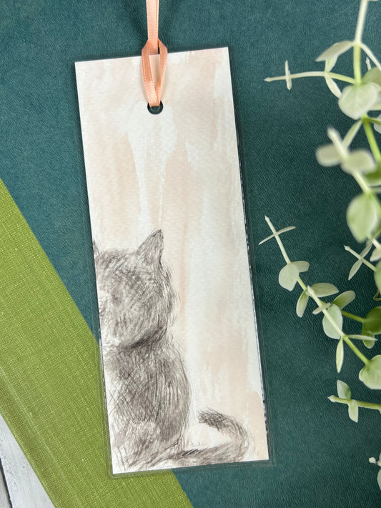 Bookmark "Grey Cat" - Hand Painted Watercolor