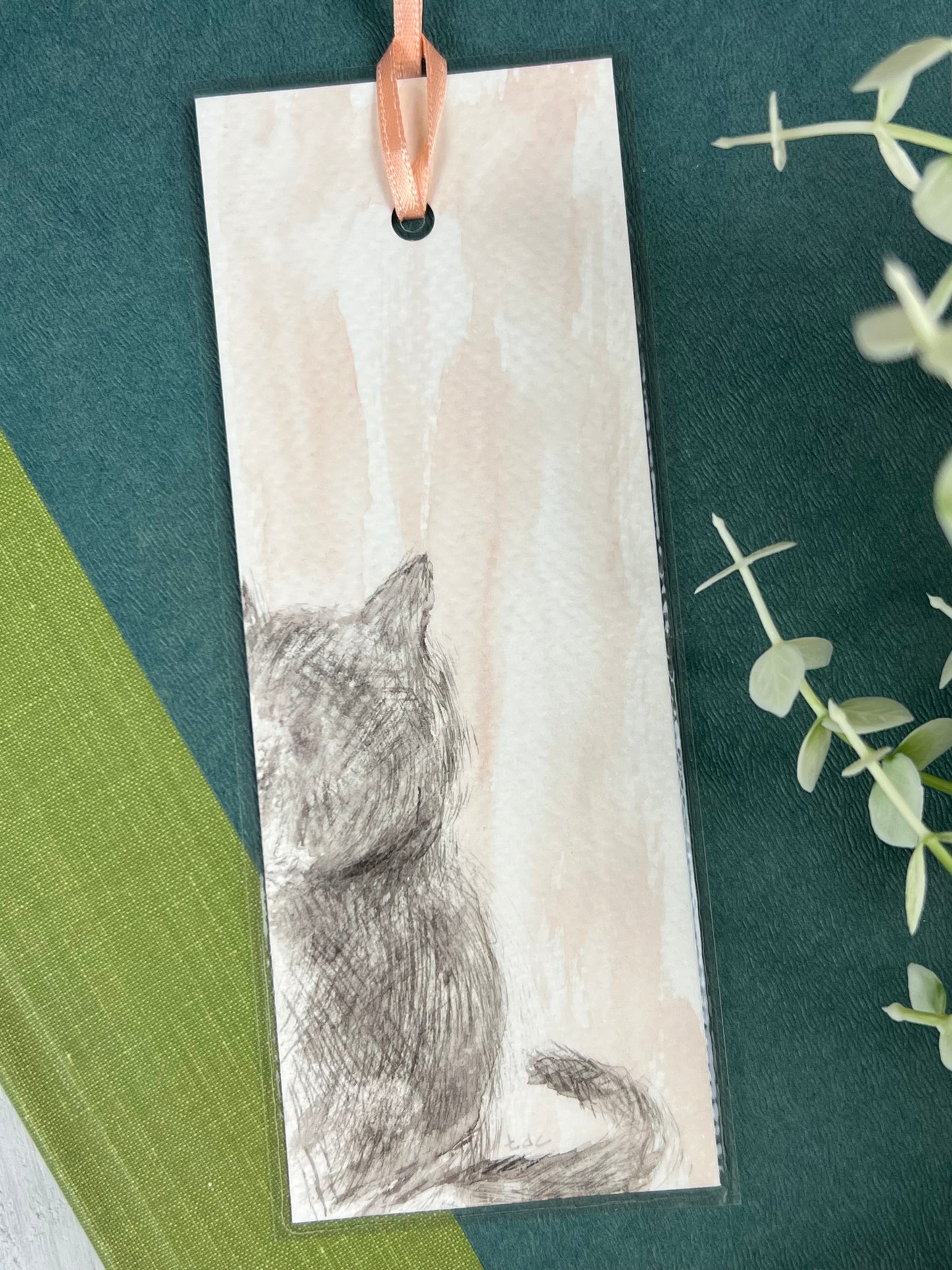 Bookmark "Grey Cat" - Hand Painted Watercolor