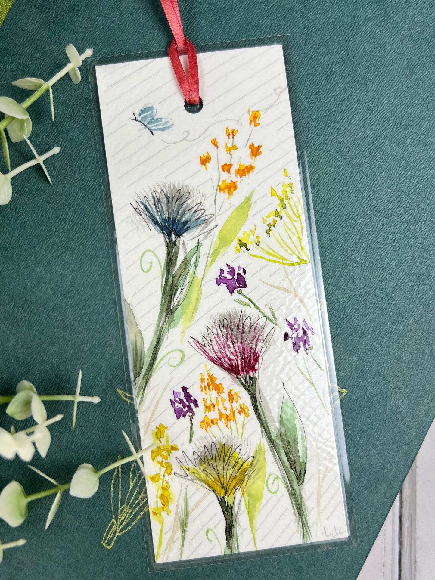 Bookmark "Garden Flutter" - Hand Painted Watercolor