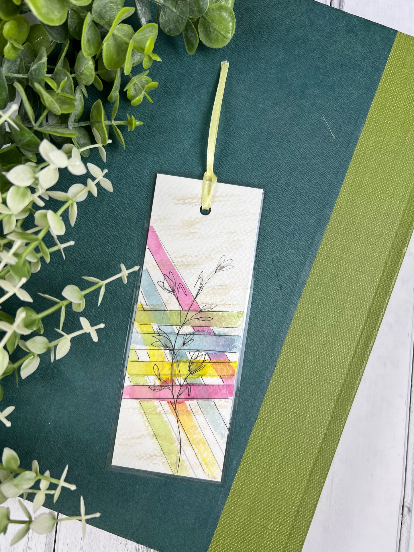 Bookmark "Lines Crossed" - Hand Painted Watercolor