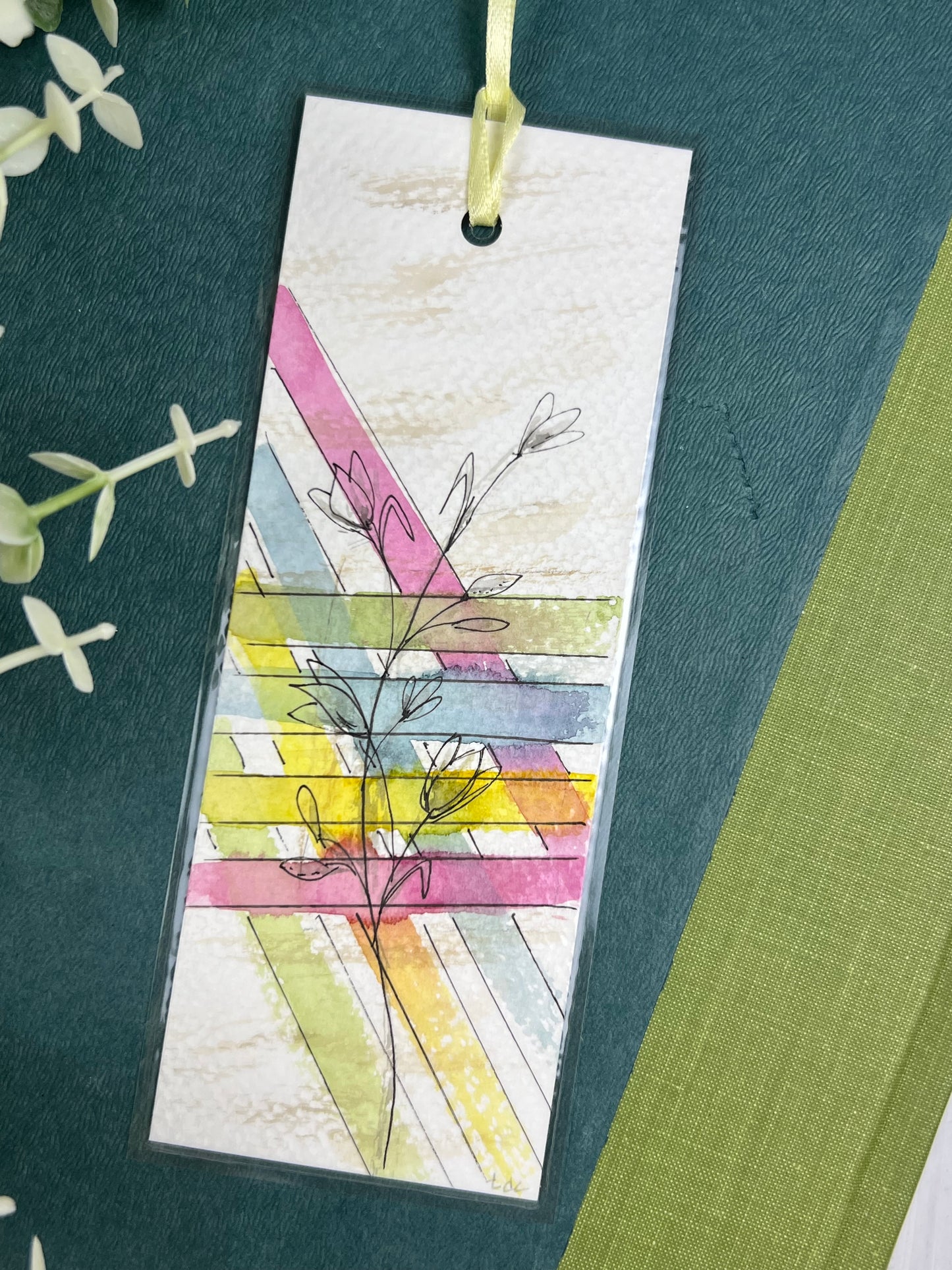 Bookmark "Lines Crossed" - Hand Painted Watercolor