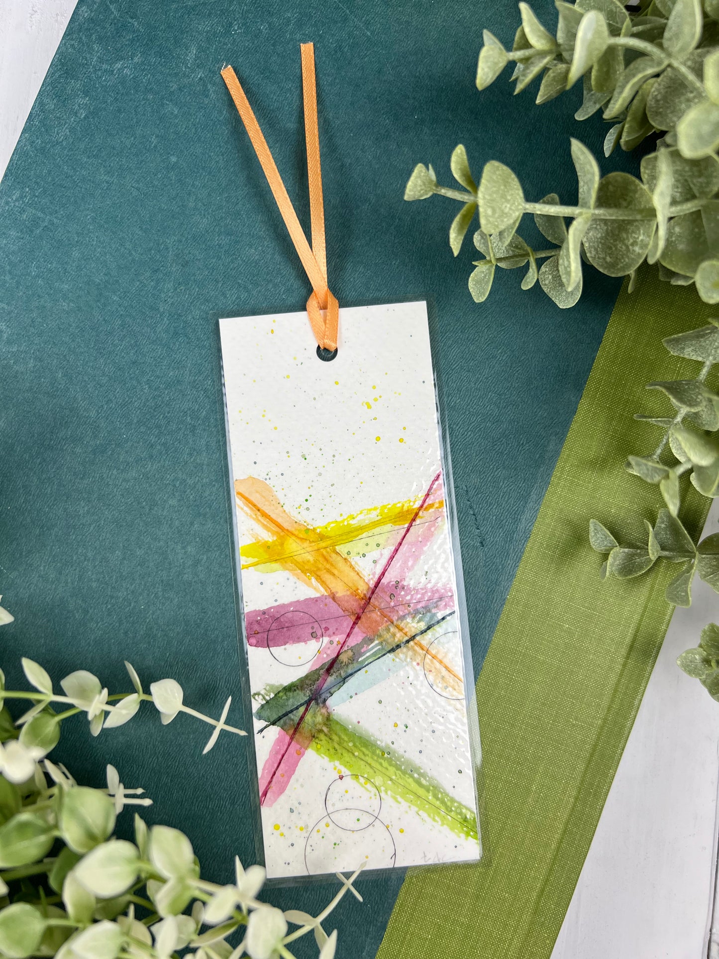 Bookmark "Lines of Color" - Hand Painted Watercolor