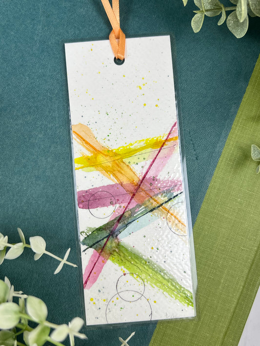 Bookmark "Lines of Color" - Hand Painted Watercolor