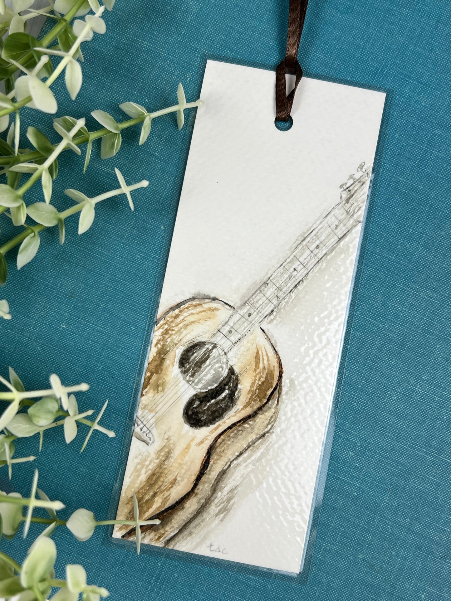 Bookmark "Guitar Vibes" - Hand Painted Watercolor