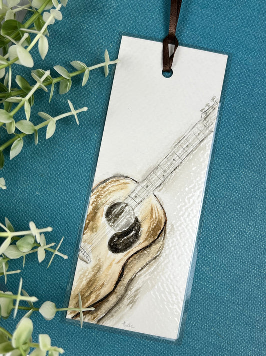 Bookmark "Guitar Vibes" - Hand Painted Watercolor