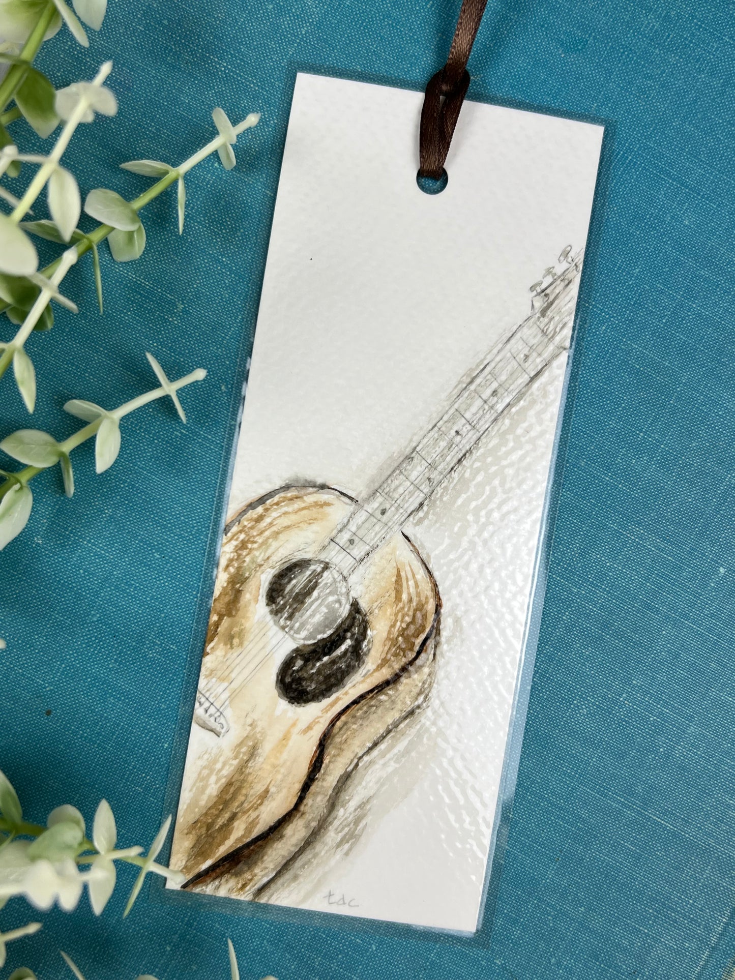 Bookmark "Guitar Vibes" - Hand Painted Watercolor