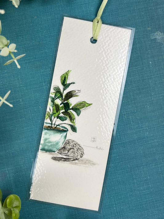 Bookmark "Cat Life" - Hand Painted Watercolor