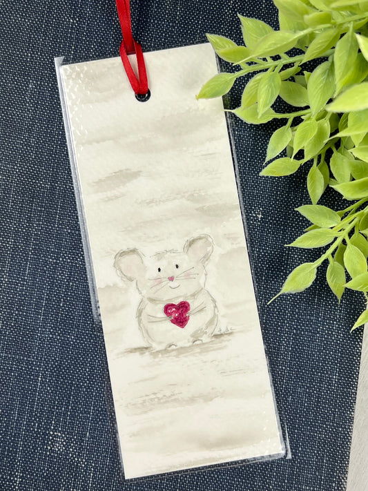 Bookmark "Sweet Mouse" - Hand Painted Watercolor