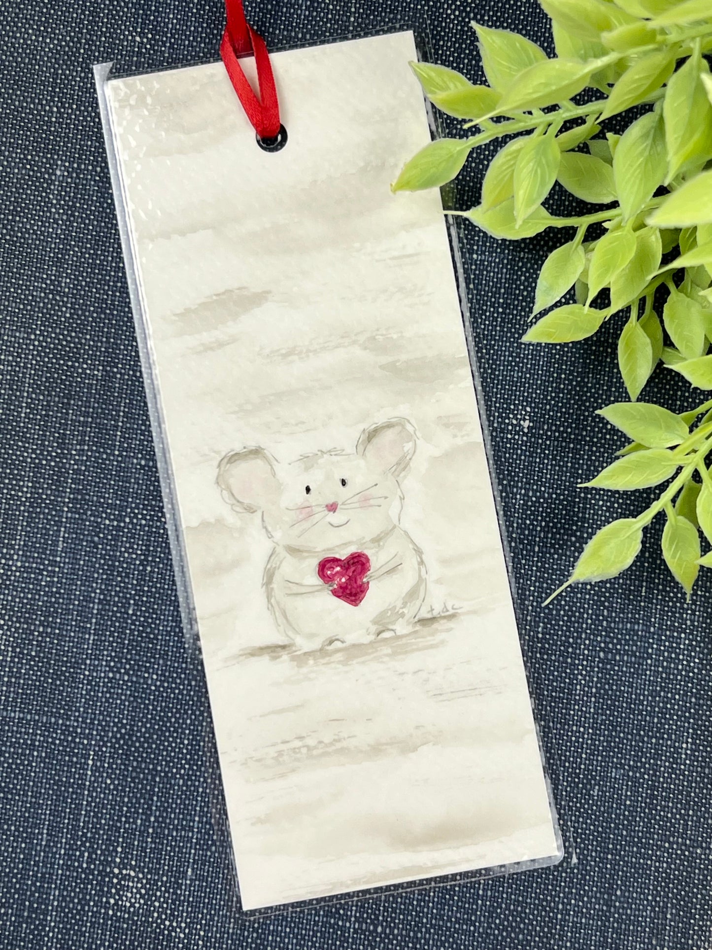 Bookmark "Sweet Mouse" - Hand Painted Watercolor