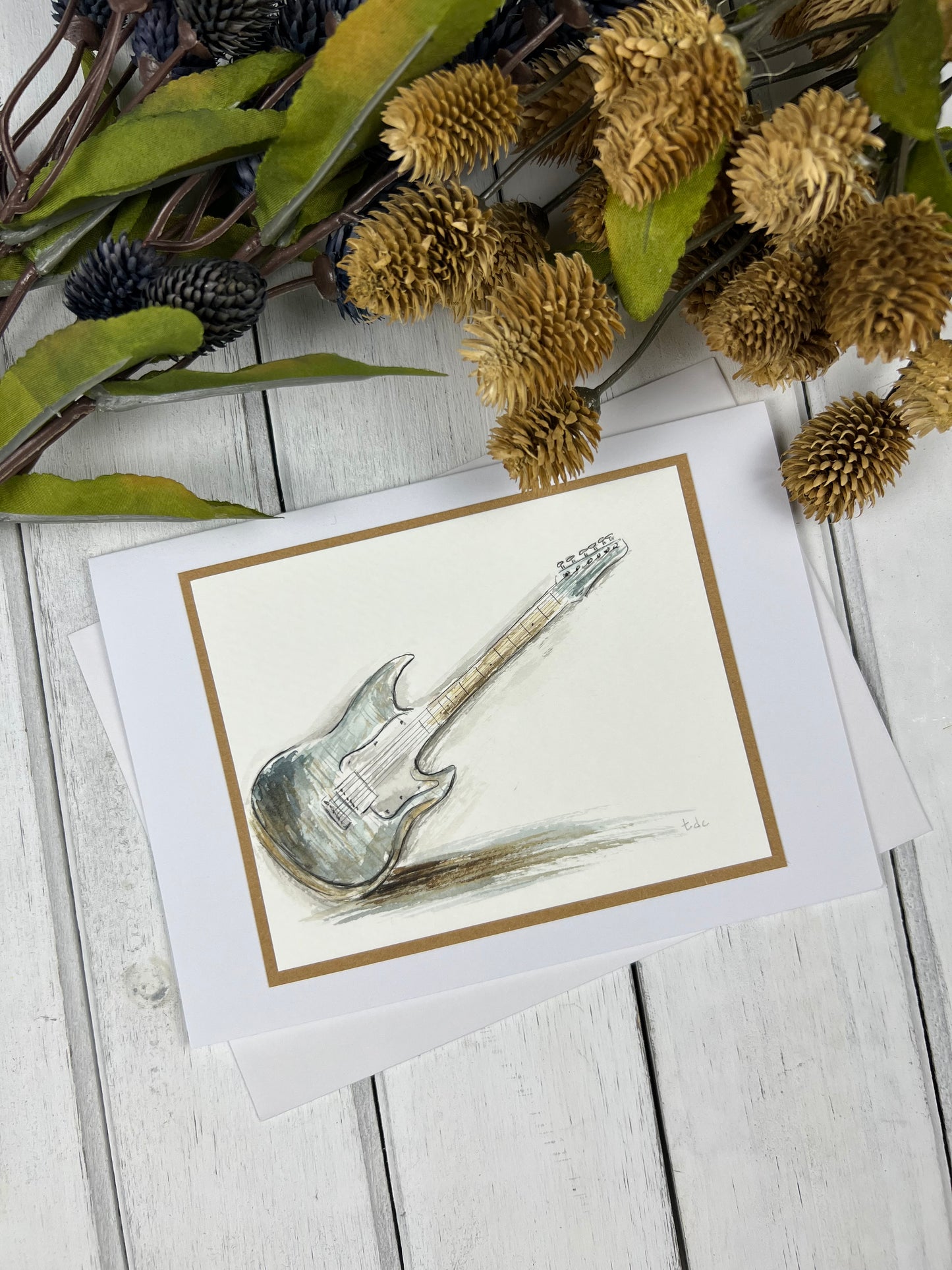 "Electric Guitar Vibes" - Hand Painted Watercolor Greeting Card