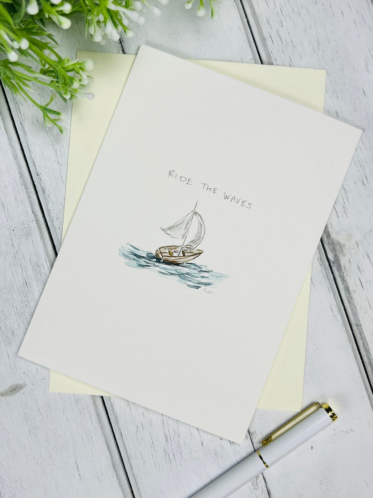 "Ride the Waves" - Watercolor Greeting Card