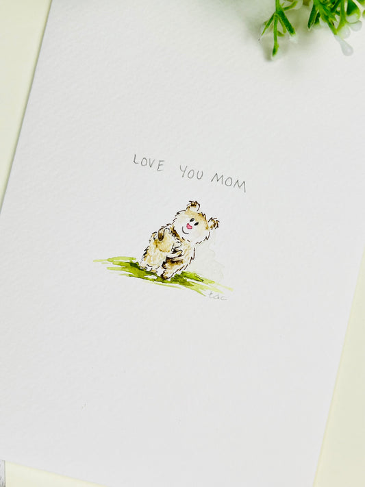 "Love You Mom" - Watercolor Greeting Card