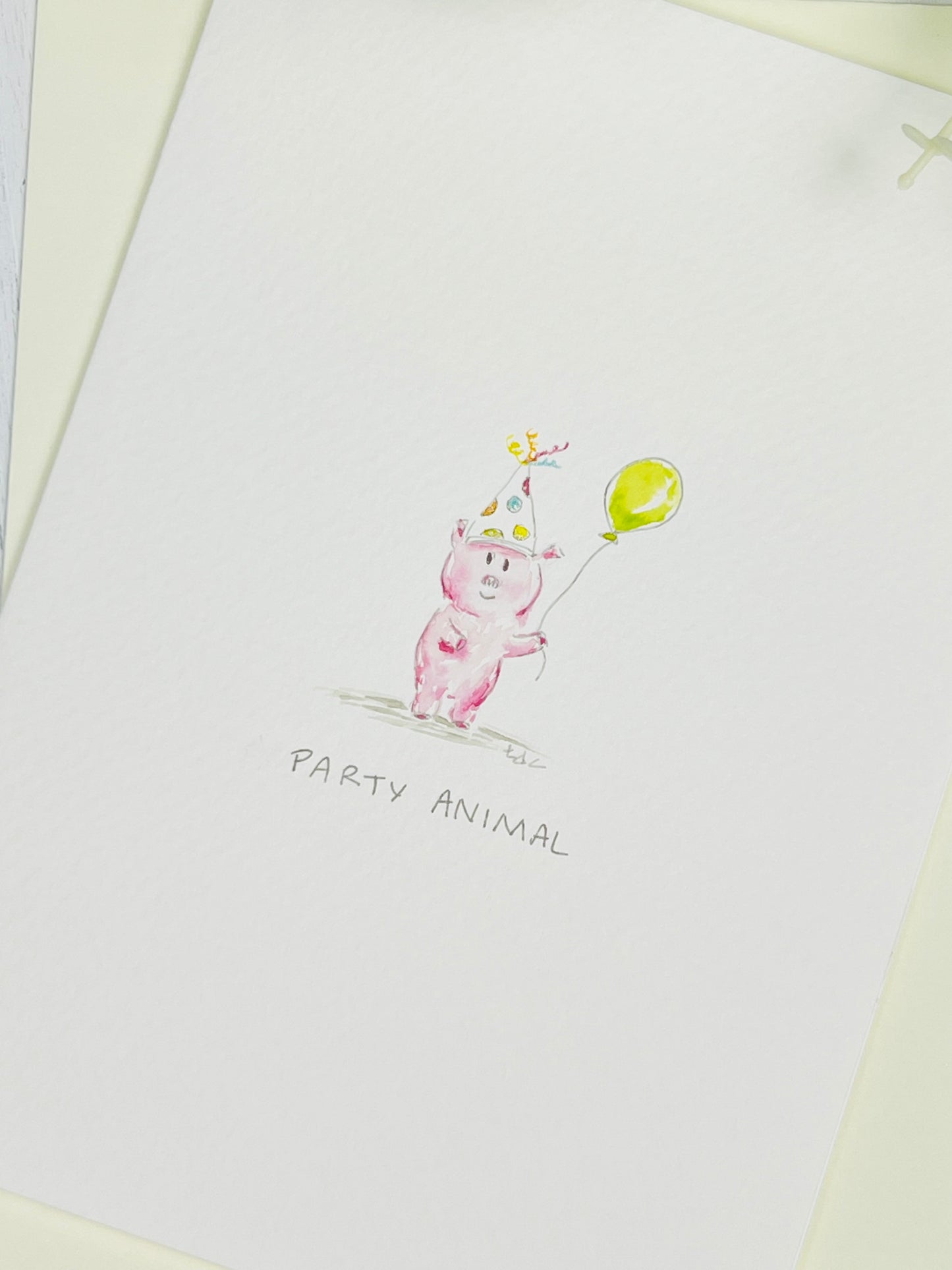 "Party Animal Pig" - Watercolor Greeting Card