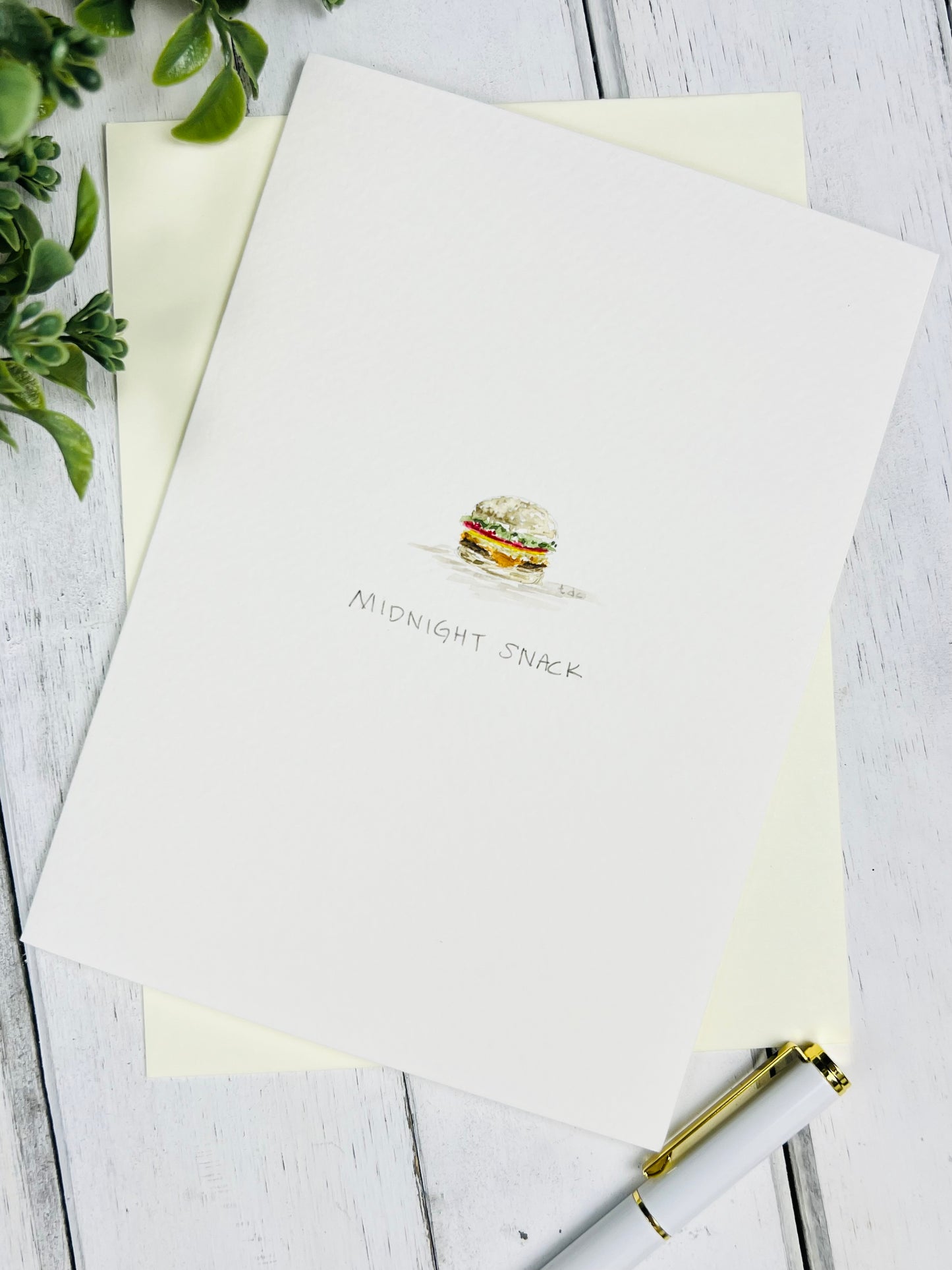 "Midnight Snack" - Watercolor Greeting Card