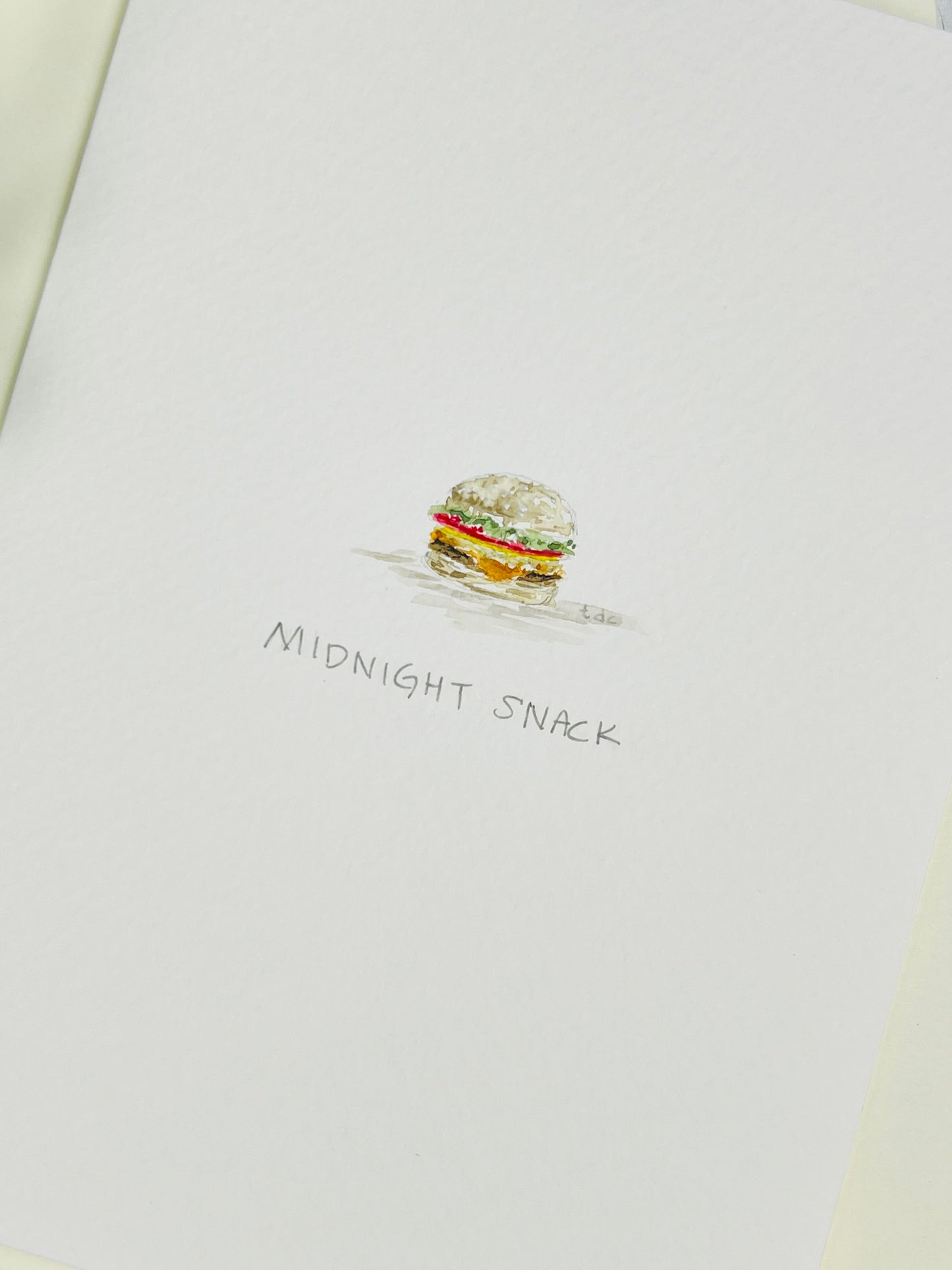 "Midnight Snack" - Watercolor Greeting Card