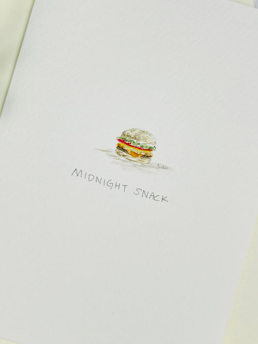 "Midnight Snack" - Watercolor Greeting Card