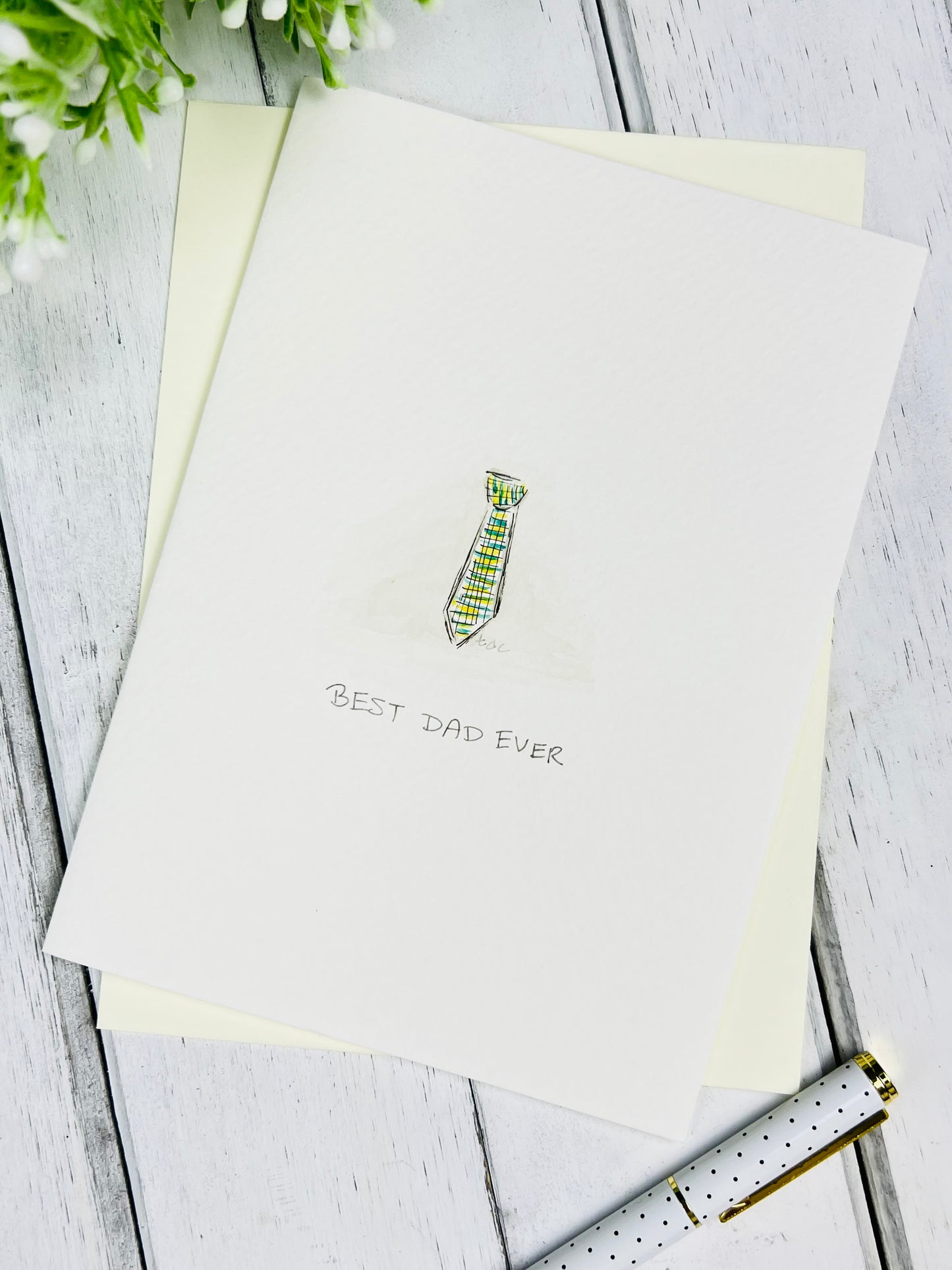 "Best Dad Ever" - Watercolor Greeting Card