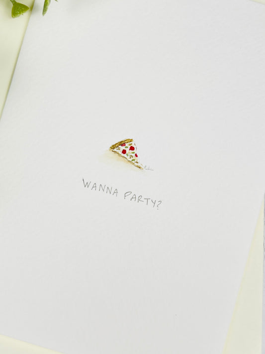 "Wanna Party?" - Watercolor Greeting Card