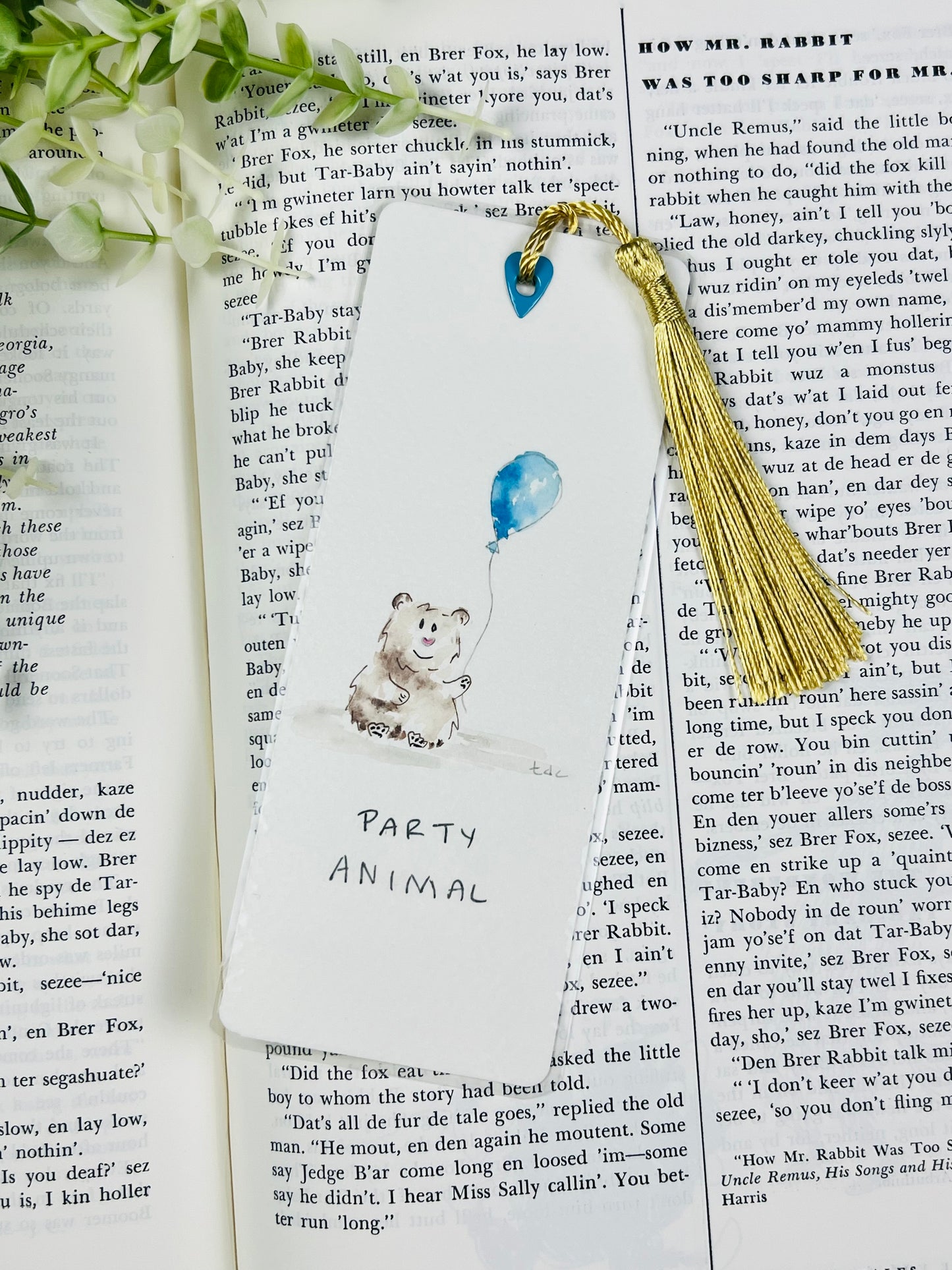 Bookmark "Sweet Party Bear" - Hand Painted