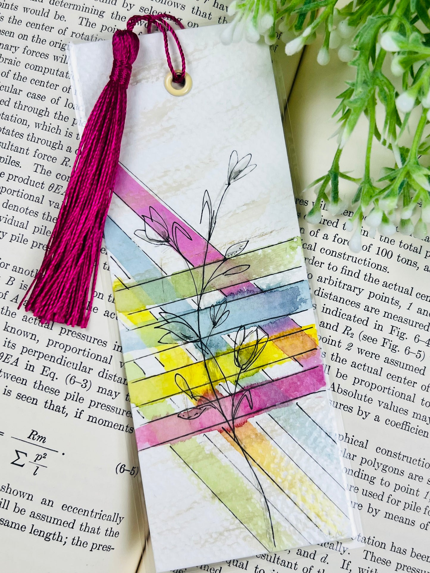Bookmark "Modern Floral" - Hand Painted
