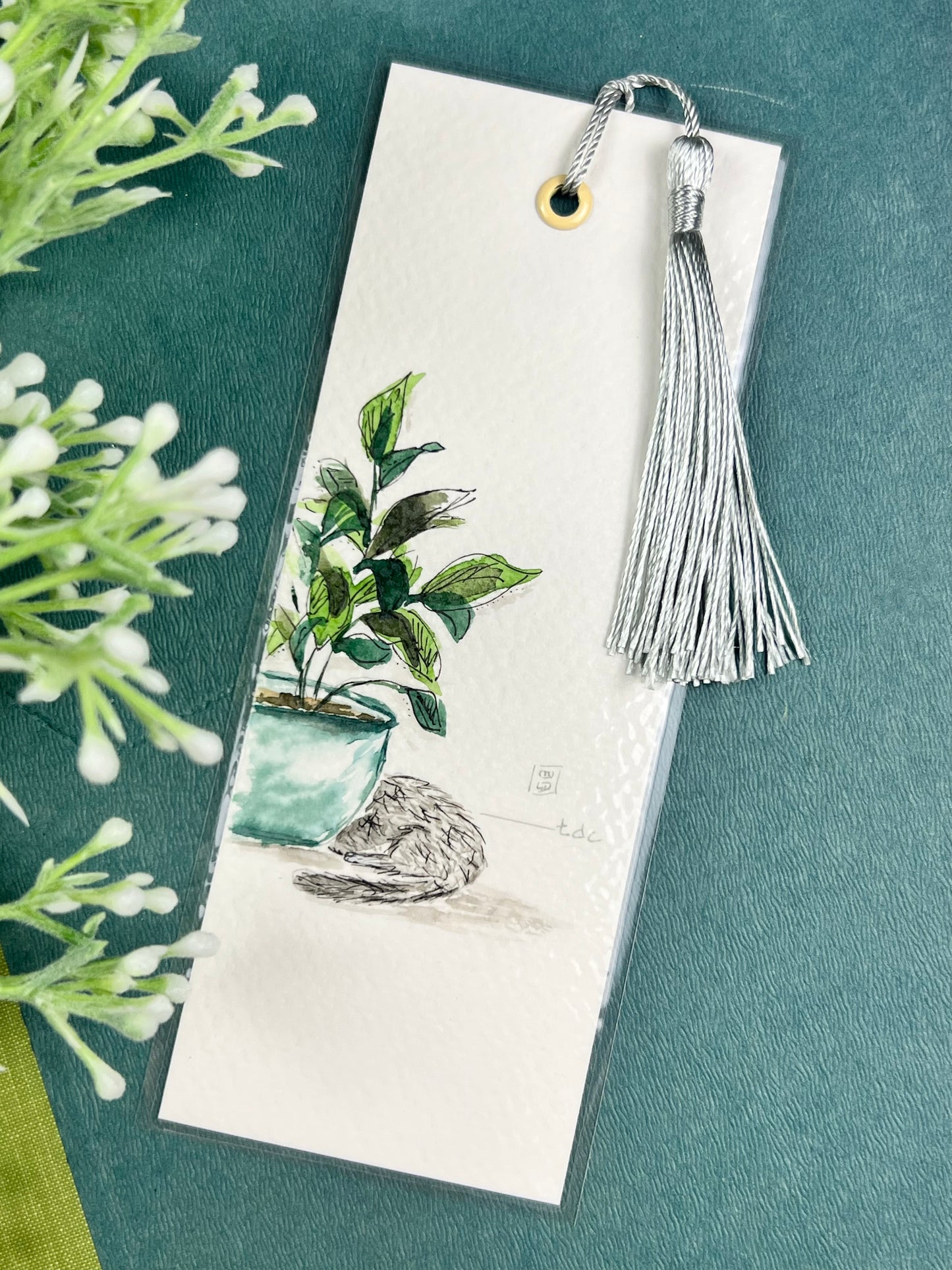 Bookmark "Hide & Seek Cat" - Hand Painted