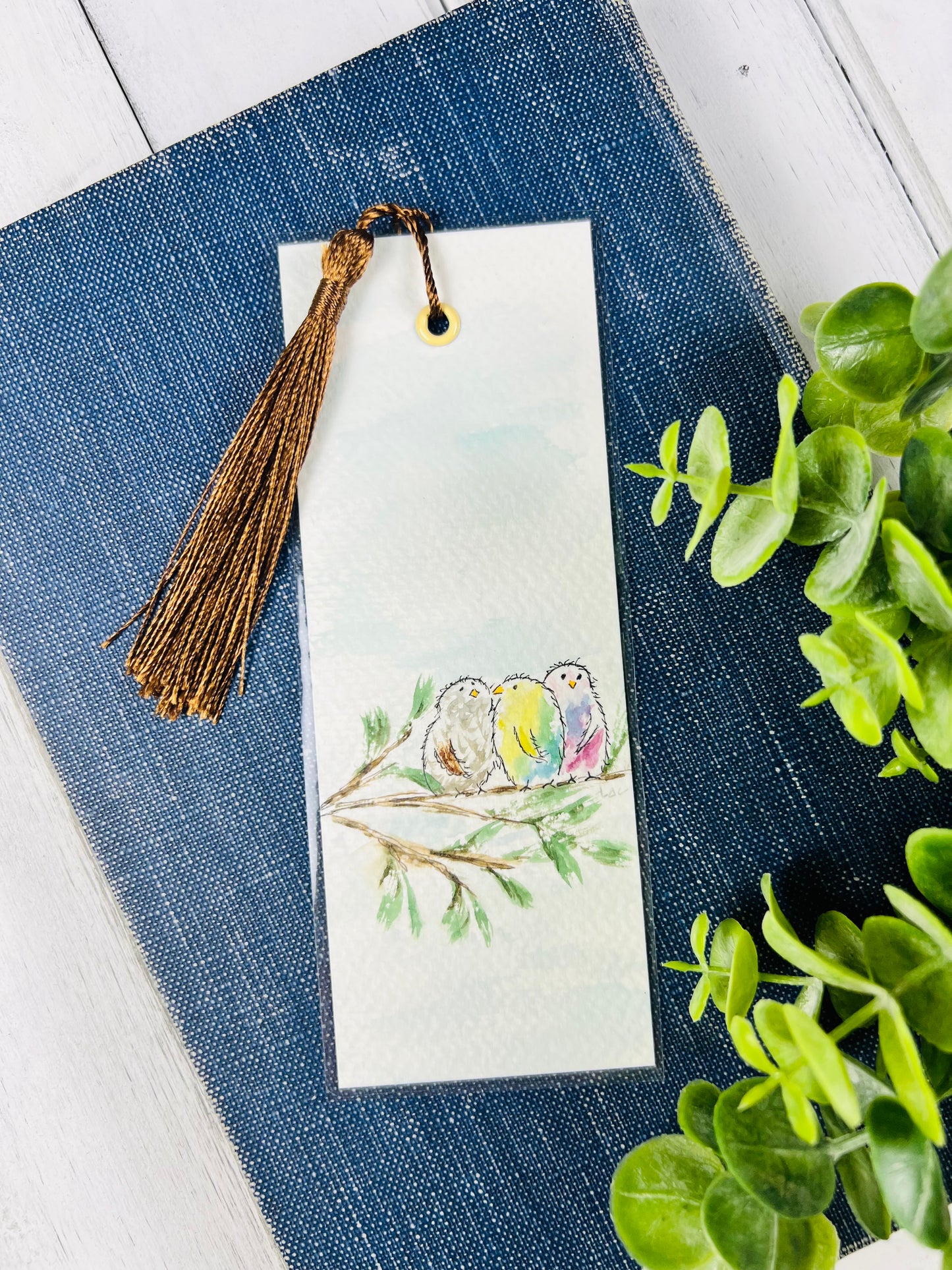 Bookmark "Happy Birds" - Hand Painted