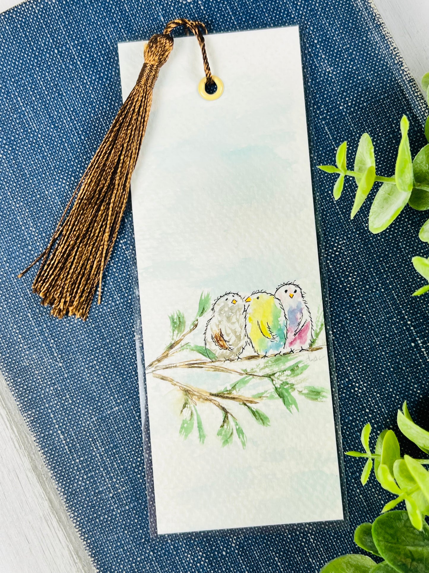 Bookmark "Happy Birds" - Hand Painted