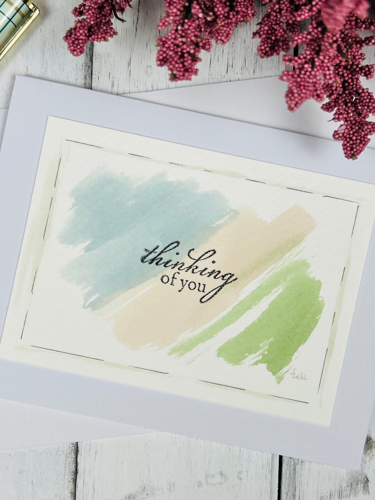 "Thinking of You" - Splashes of Watercolor Greeting Card