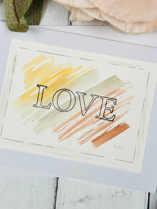 "Love" - Splashes of Watercolor Greeting Card