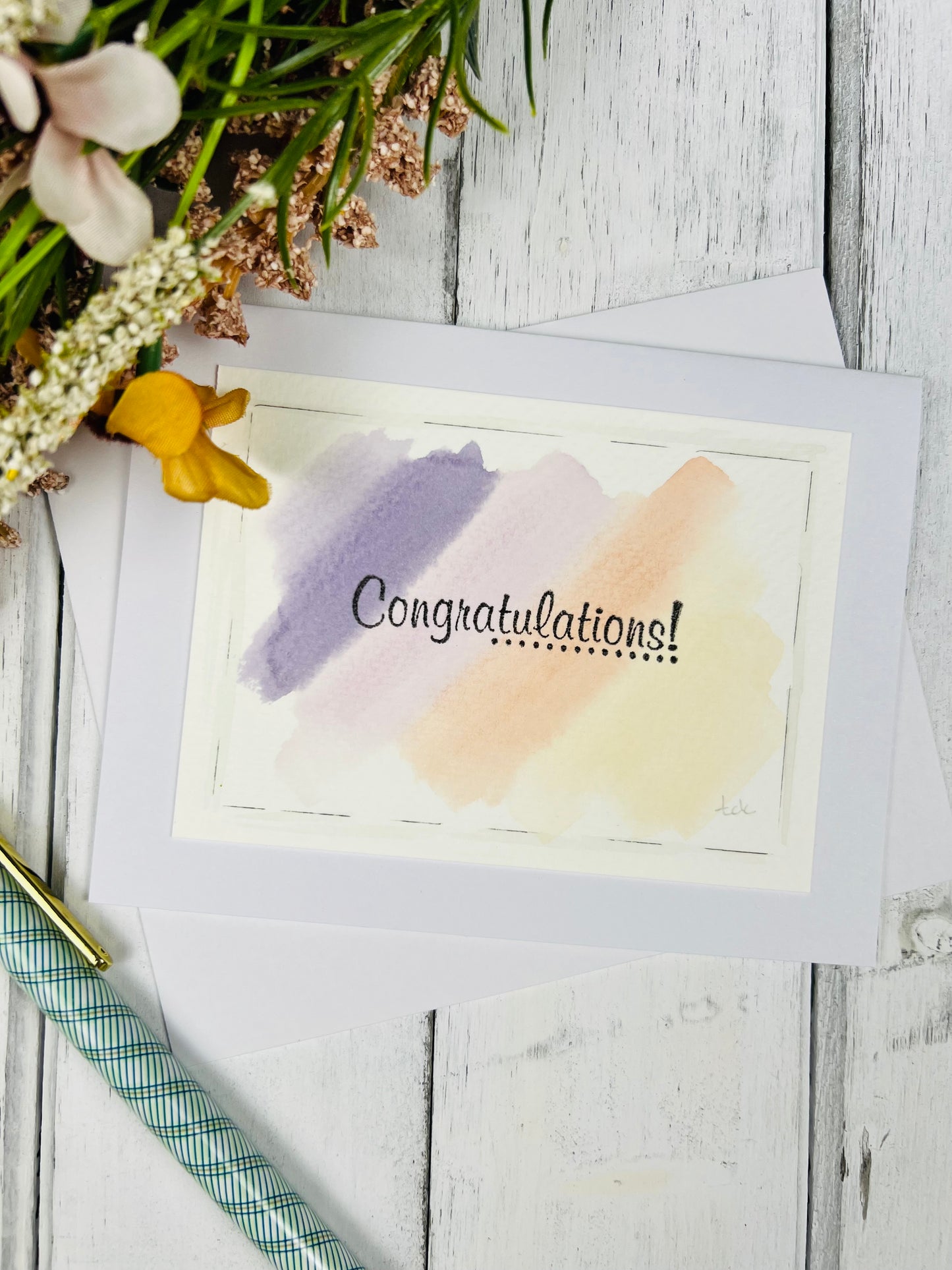 "Congratulations" - Splashes of Watercolor Greeting Card