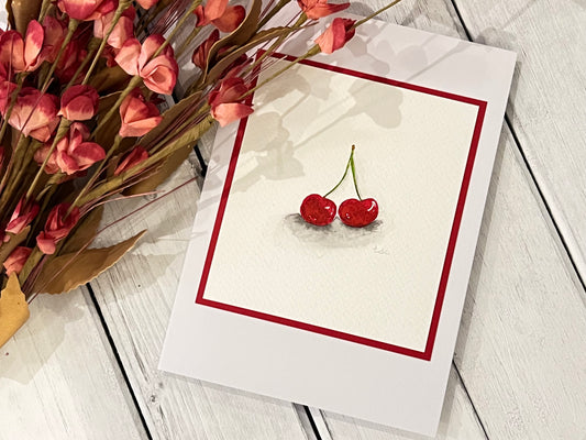 "Cherries" - Original Watercolor Greeting Card