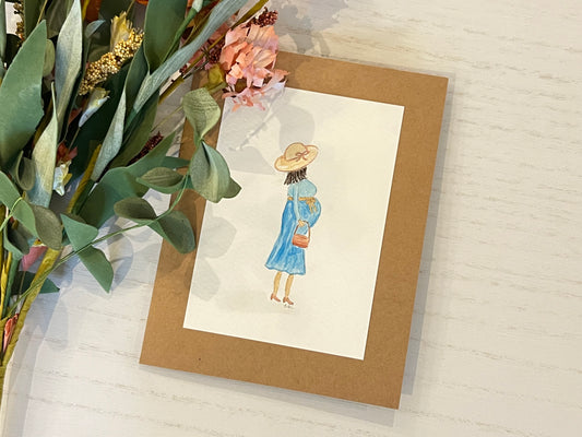 "Pregnant Mama" - Original Watercolor Kraft Greeting Card