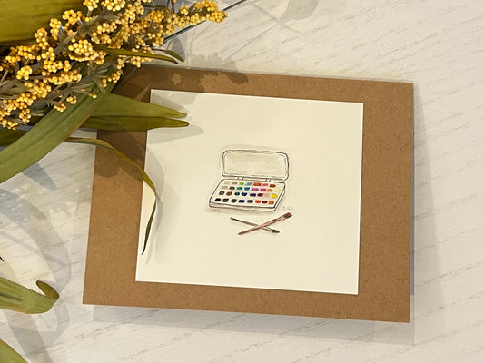 "Paint Pallet" - Original Watercolor Kraft Greeting Card