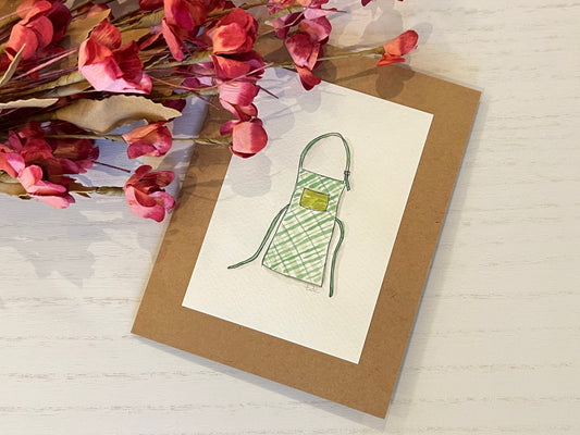 "Apron" - Original Watercolor Kraft Greeting Card