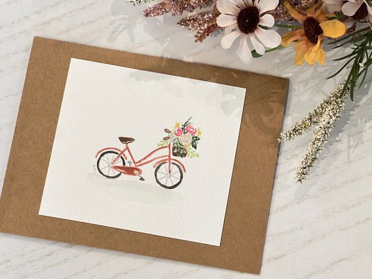 "Bicycle" - Original Watercolor Kraft Greeting Card