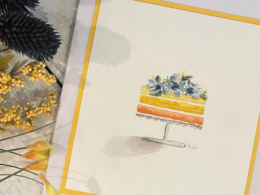 "Cake" - Hand Painted Watercolor Greeting Card