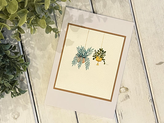 "Hanging Plants" - Original Watercolor Greeting Card