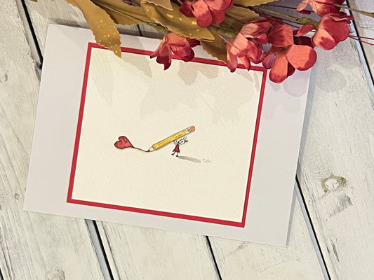 "Bebe Drawing" - Original Watercolor Greeting Card