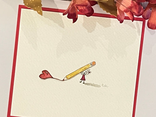 "Love Note" - Hand Painted Watercolor Greeting Card