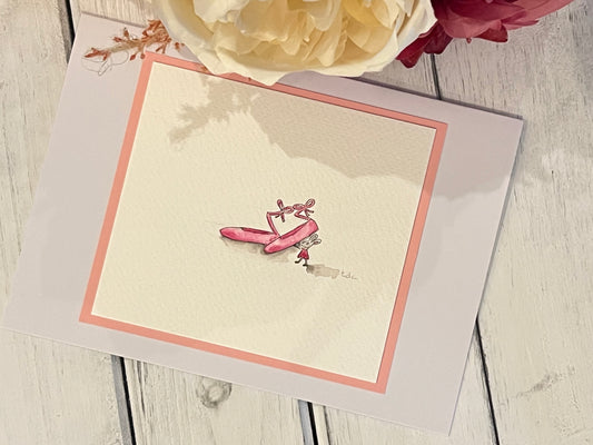 "Bebe's Ballet Shoes" - Original Watercolor Greeting Card