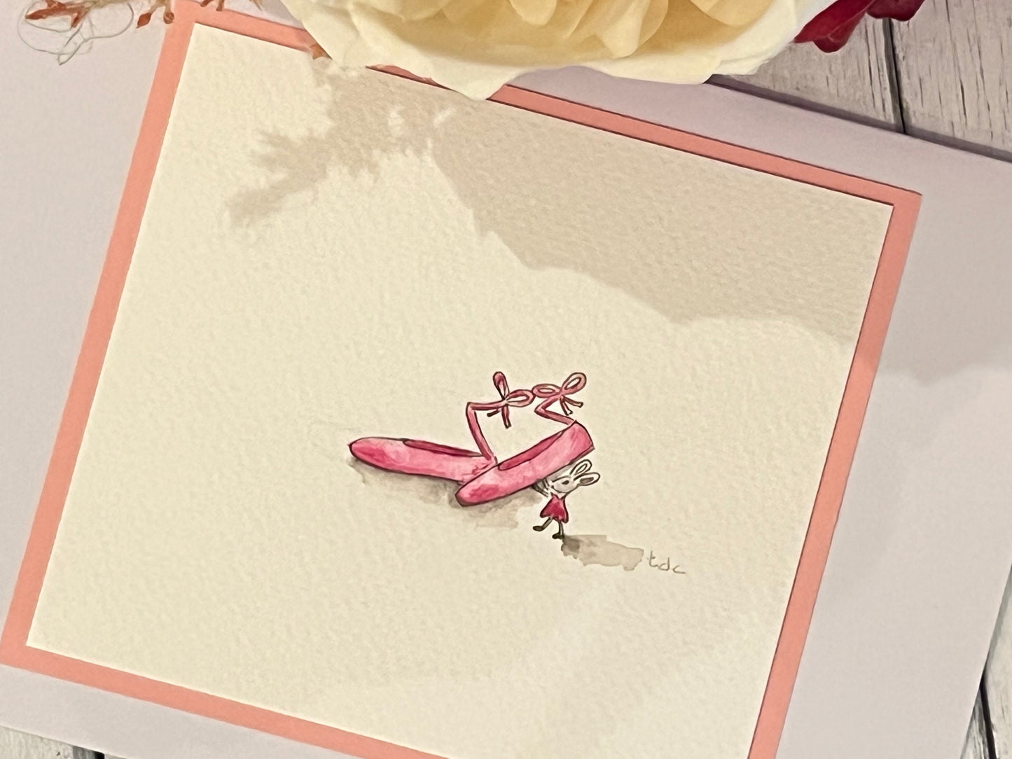 "Bebe's Ballet Shoes" - Hand Painted Watercolor Greeting Card