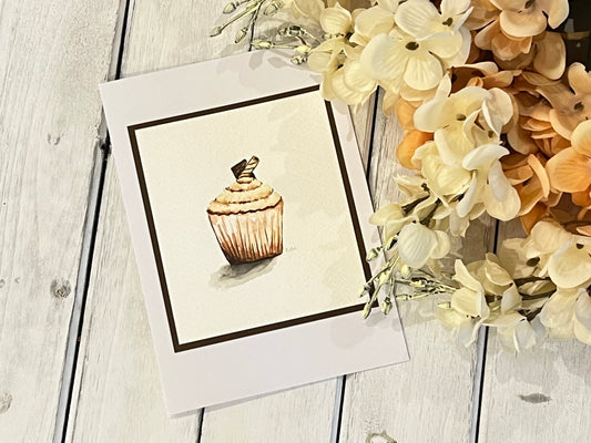 "Chocolate Cupcake" - Original Watercolor Greeting Card