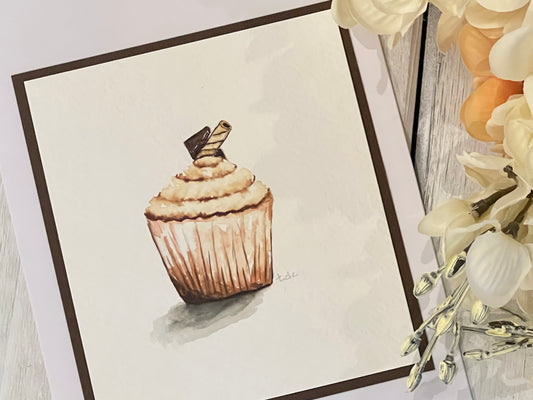 "Chocolate Cupcake" - Hand Painted Watercolor Greeting Card