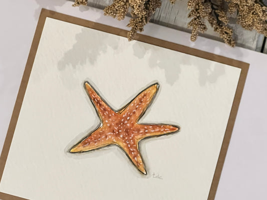 "Starfish" - Hand Painted Watercolor Greeting Card