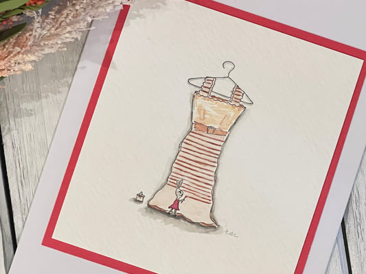 "Painting a Dress" - Hand Painted Watercolor Greeting Card
